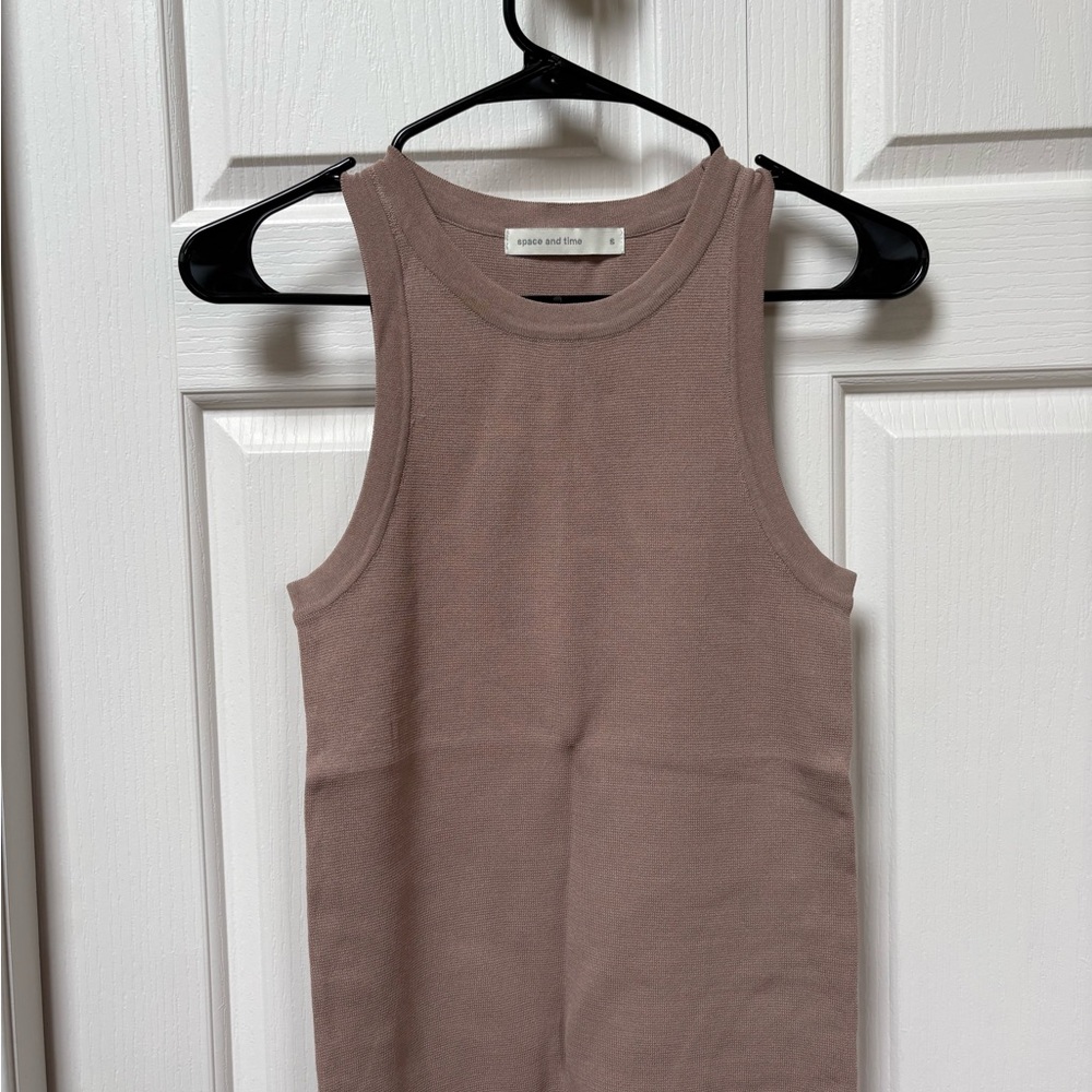 Space and Time Tan Tank Top